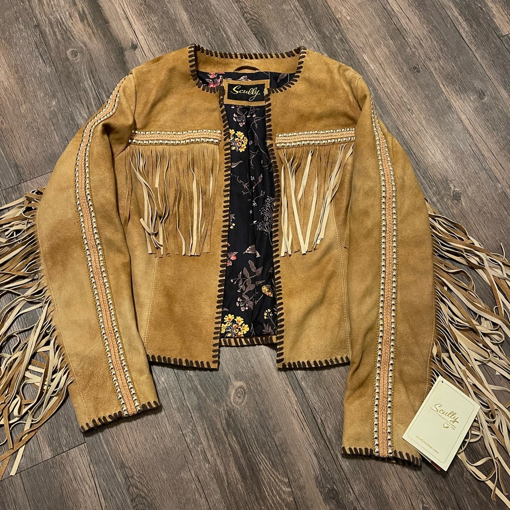 Scully western fringe leather jacket womens size small NWT